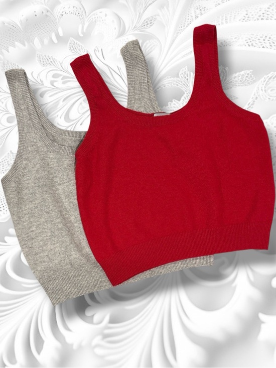 GAP Tops - GAP Lot of 2 Cashsoft Knit Scoop Neck Tank Tops Red Gray Sz Small Petite